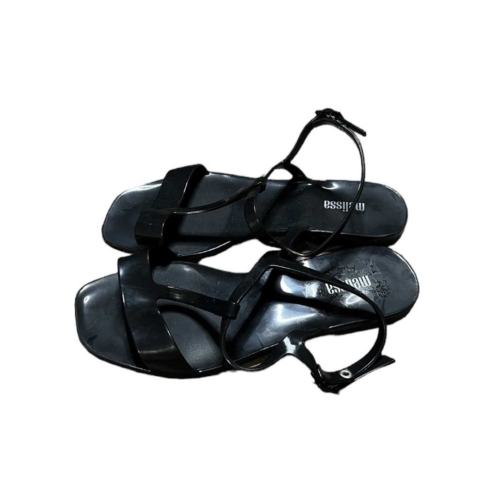 Melissa Essential Black Jelly Gladiator Sandals Womens Size 5 Buckle Closure
